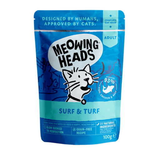 Meowing Heads Surf&Turf mit Huhn, Fisch und Rind 100g 1 Meowing Heads Surf&Turf Huhn, Fisch und Rind 100g