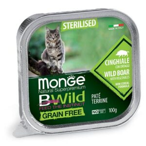 Nassfutter Aktionen 35 Monge BWild Pastete mit Wildschwein und Gemüse für sterilisierte Katzen 100g