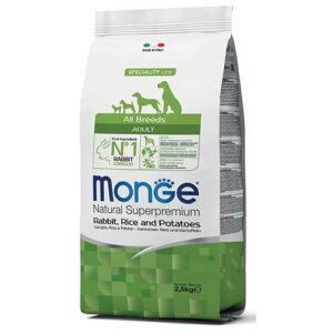 Monge Monoprotein Kaninchen mit Reis und Kartofeln für erwachsene Hunde aller Rassen